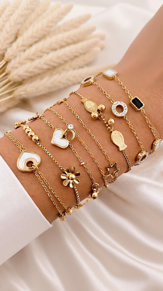 layered gold bracelets 