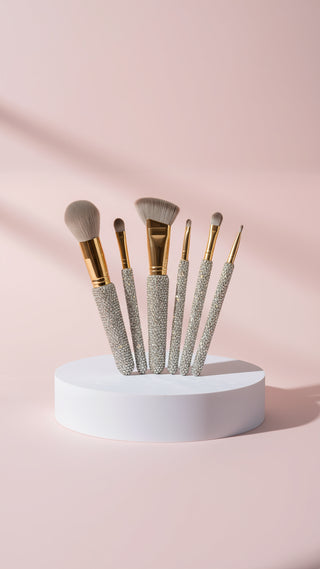 Crystal Encrusted Makeup Cosmetic Brush Set