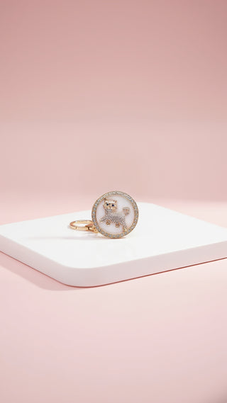 Sparkly Cat In A Circle Crystal Key Ring & Bag Charm