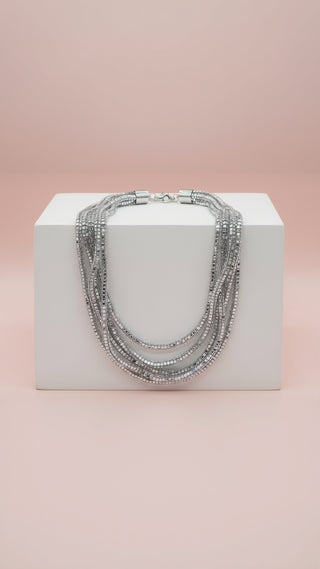 Mirrored Multi Strand Crystal Necklace