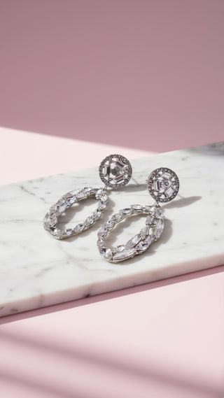 Oval Drop & Dangle Crystal Earrings
