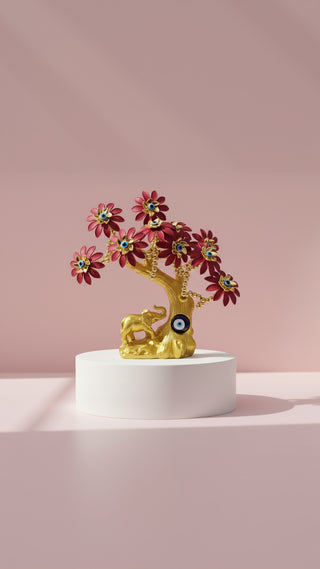 Gold Elephant Evil Eye Tree With Gift Box