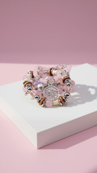 Tree Charm Ceramic Beaded Bracelet Set