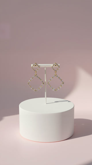 Square Layered Crystal Drop & Dangle Earrings