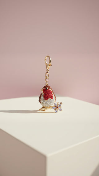Robin Festive Crystal Key Ring & Bag Charm