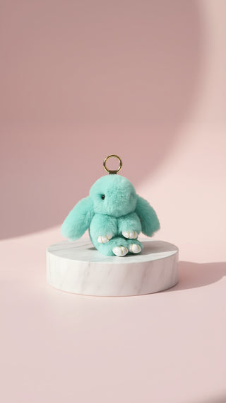 Mini Plush Fluffy Bunny Rabbit Key Ring & Bag Charm