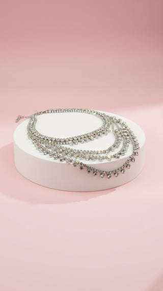 Luxe Layered Curved Crystal Necklace