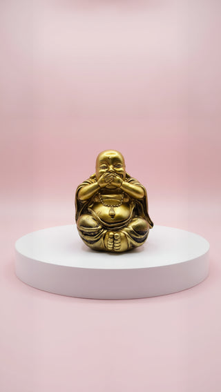 Golden Speak No Evil Buddha Figurine