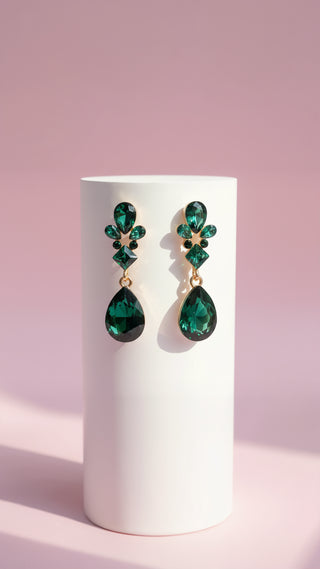 Green Crystal Drop & Dangle Earrings