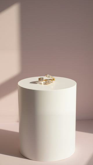 14k Gold Plated Free Size Crystal Stacking Rings Box set of 12