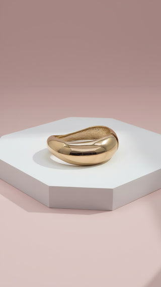 Mirror Finish Curved Hinged Bangle Cuff