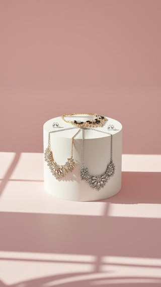 Floral Crystal Necklace & Earrings Set