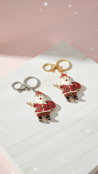 Santa With Sack Crystal Keyring & Bag Charm