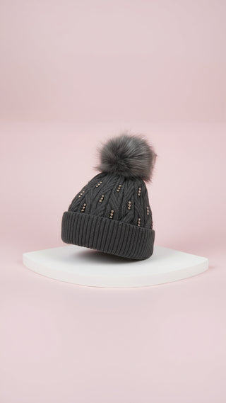 Pearl Fluffy Bobble Hats Pack of 12