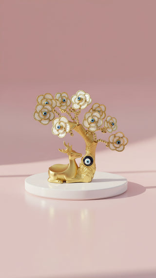 Sitting Stag Evil Eye Tree With Trinket Holder Gift Boxed