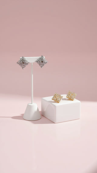 Square Baguette Cut Crystal Stud Earrings