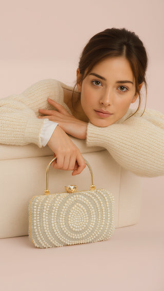 Jewelled Pearl & Crystal Clutch Bag