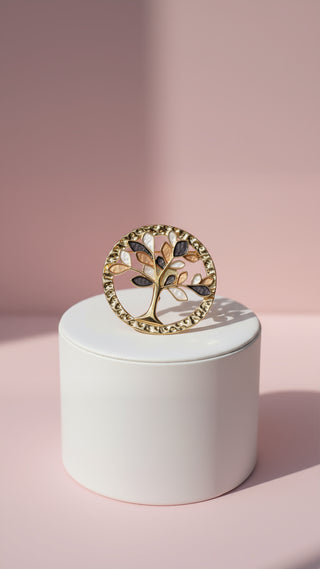 Tee Of Life Hammered Enamel Magnetic Brooch