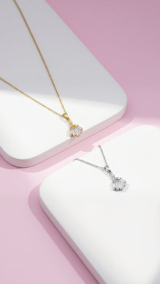 Fan Decor Crystal Pendant Necklace