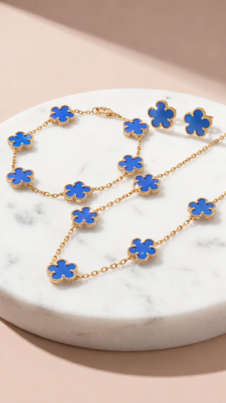 Clover Necklace, Bracelet & Earrings Stainless Steel Set