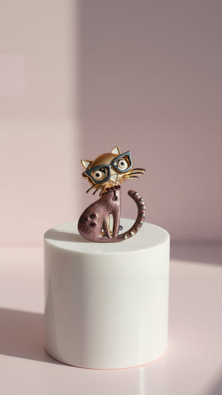 Cats With Glasses Magnetic Brooch