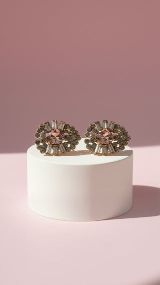Geometric Cluster Crystal Stud Earrings