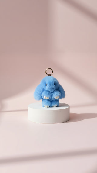 Mini Plush Fluffy Bunny Rabbit Key Ring & Bag Charm