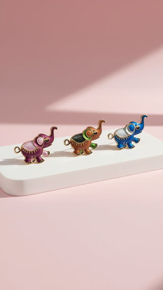 Elephant Charm Colorful Magnetic Brooch
