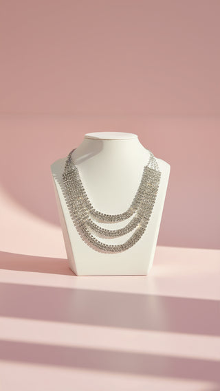 Layered Crystal Necklace & Earrings Set