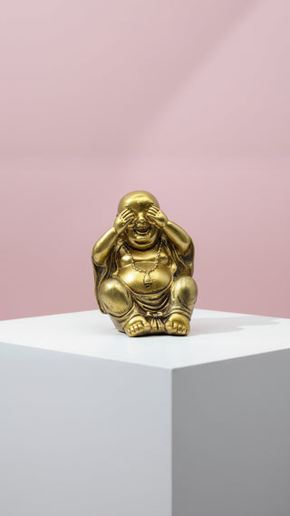 Golden See No Evil Buddha Figurine