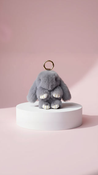 Mini Plush Fluffy Bunny Rabbit Key Ring & Bag Charm