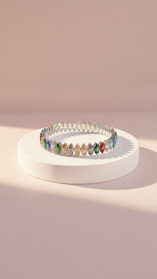 Stretchy Oval Crystal Snap On Cuff