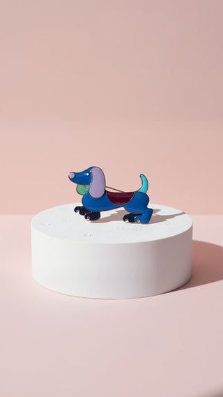 Acrylic Glossy Dachshund Sausage Dog Magnetic Brooch