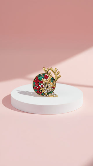 Crystal Reindeer Festive Brooch