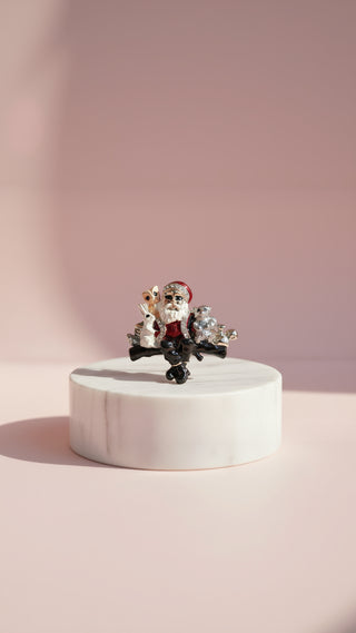 Santa Claus & Woodland Animals Festive Brooch