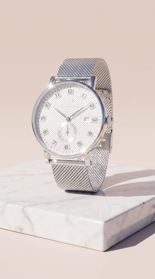 Men's Stainless Steel Mesh Strap Quartz Watch – Minimalist Business Wristwatch