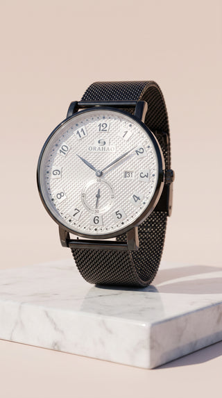 Men's Stainless Steel Mesh Strap Quartz Watch – Minimalist Business Wristwatch
