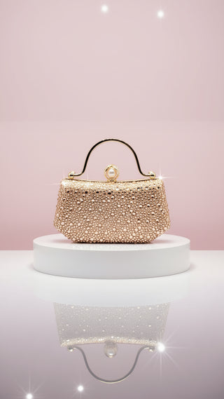 Crystal Beaded & Pearl Clasp Clutch Bag