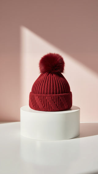 Cable Knit Fluffy Bobble Hats Pack of 12
