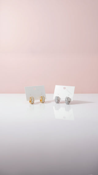 Oval Cut Crystal Huggie Earrings