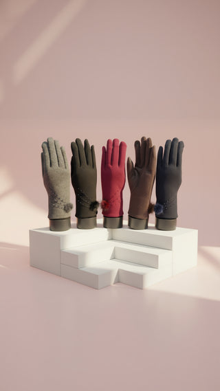 Crystal Pom Pom Gloves Pack of 12