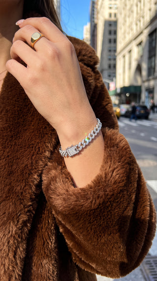 Slim Pavé Cuban Chain Bracelet