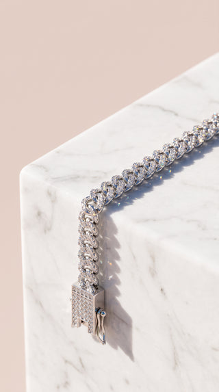 Slim Pavé Cuban Chain Bracelet