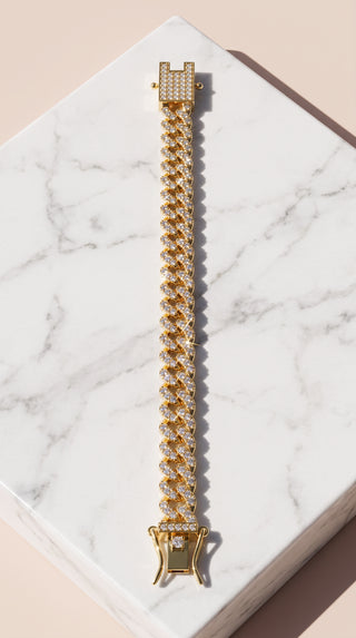 Slim Pavé Cuban Chain Bracelet