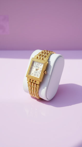 Textured Rectangular Quartz Movement Watch