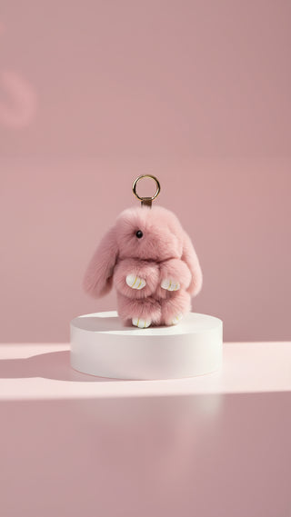 Pack Of 10 Fluffy Bunny Key Ring & Bag Charms