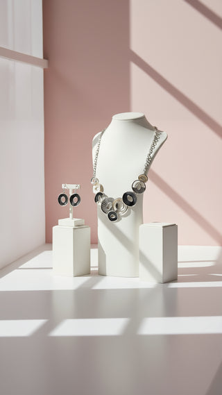 Abstract Oval Necklace & Earrings Set