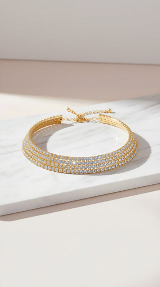Tennis Crystal Choker Necklace & Earrings Set