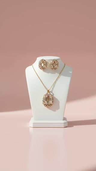 Oval Crystal Necklace Set