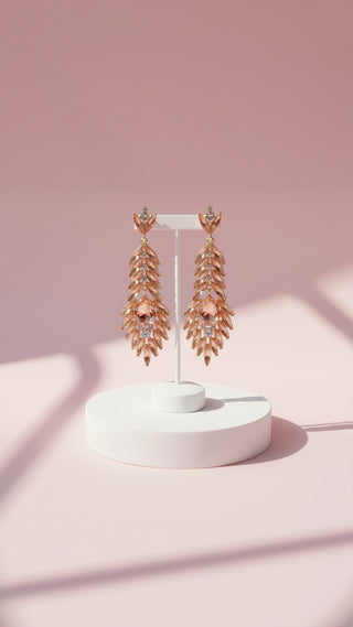 Feather Crystal Drop and Dangle Earrings